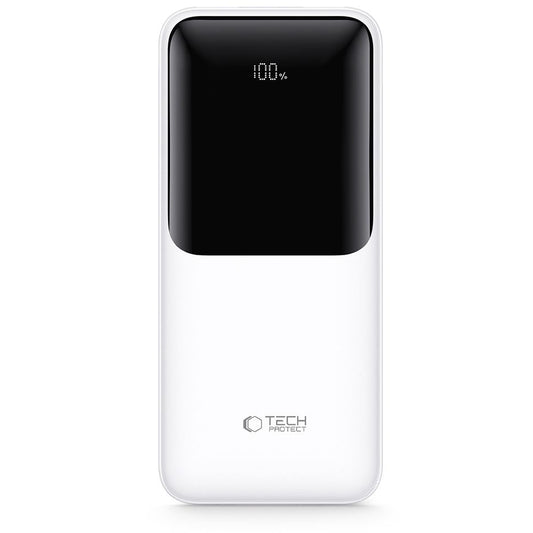 Bateria Externa Tech-Protect PB02, 20000mAh, 22.5W, QC + PD, 1 x USB-C - 2 x USB-A, Branca