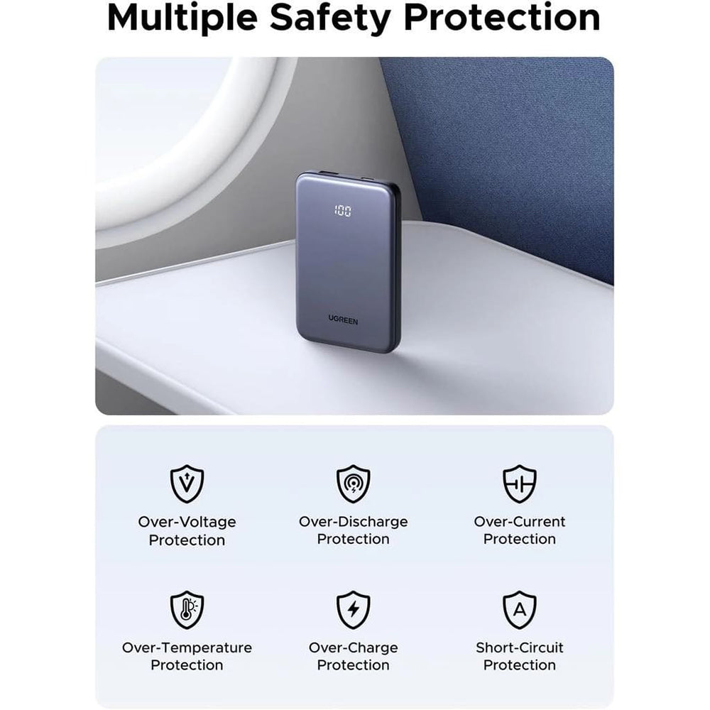 Bateria Externa UGREEN 75131B, 10000mAh, 22.5W, QC + PD, 1 x USB-A - 1 x USB-C, Cinzento