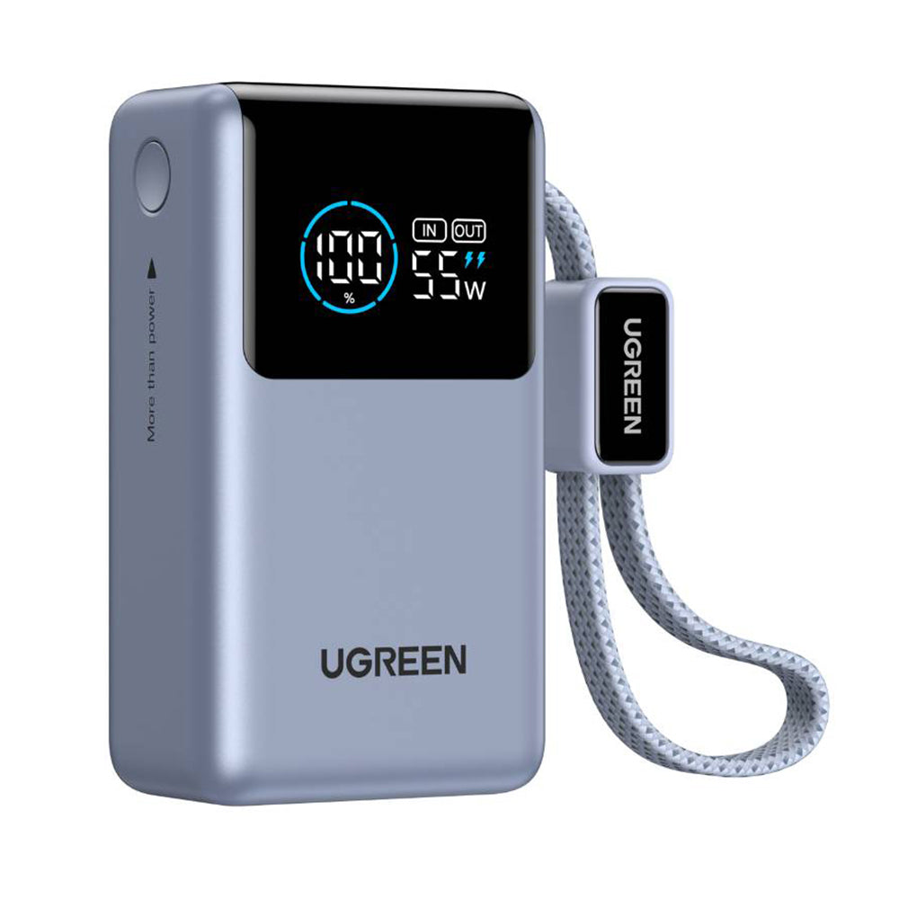 Bateria Externa UGREEN Nexode Pro PB727 (75701B), 10000mAh, 55W, QC + PD, 1 x USB-A - 2 x USB-C, Cinzento