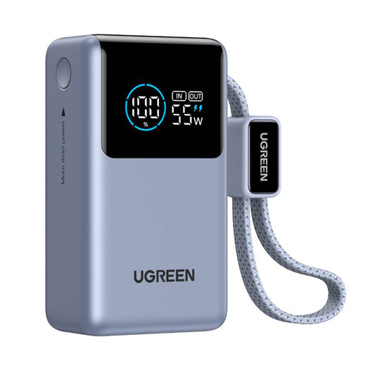 Bateria Externa UGREEN Nexode Pro PB727 (75701B), 10000mAh, 55W, QC + PD, 1 x USB-A - 2 x USB-C, Cinzento