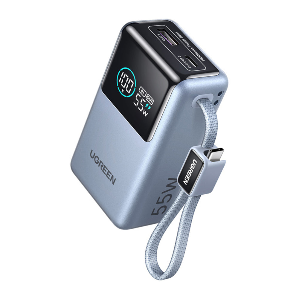 Bateria Externa UGREEN Nexode Pro PB727 (75701B), 10000mAh, 55W, QC + PD, 1 x USB-A - 2 x USB-C, Cinzento