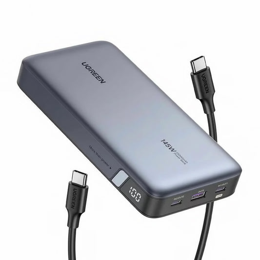 Bateria Externa UGREEN PB205, 25000mAh, 145W, QC + PD, 1 x USB-A - 2 x USB-C, Cinzento