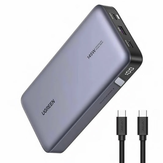 UGREEN PB205 Bateria externa, 25000mAh, 145W, QC + PD, 1 x USB-A - 2 x USB-C, Cinzento