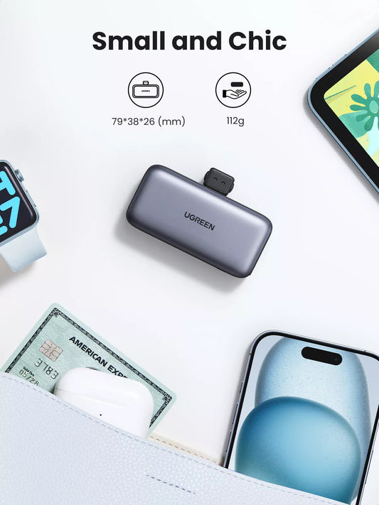 UGREEN PB503 Bateria externa, 5000mAh, 22,5W, PD, 1 x USB-C, cinzento