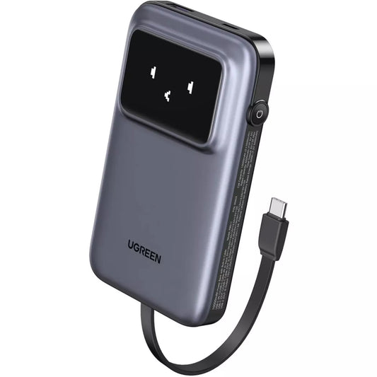 Bateria externa UGREEN PB511 Uno, 10000mAh, 30W, QC + PD, 1 x USB-A - 2 x USB-C, cinzento