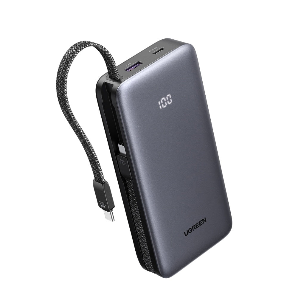 Bateria Externa UGREEN PB528 (55985B), 20000mAh, 30W, QC + PD, 1 x USB-A - 3 x USB-C, Cinzento