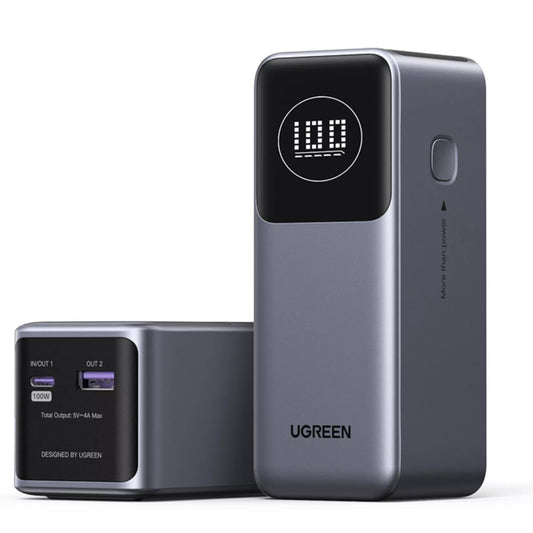UGREEN PB724 Bateria externa, 12000mAh, 100W, QC + PD, 1 x USB-A - 1 x USB-C, Cinzento