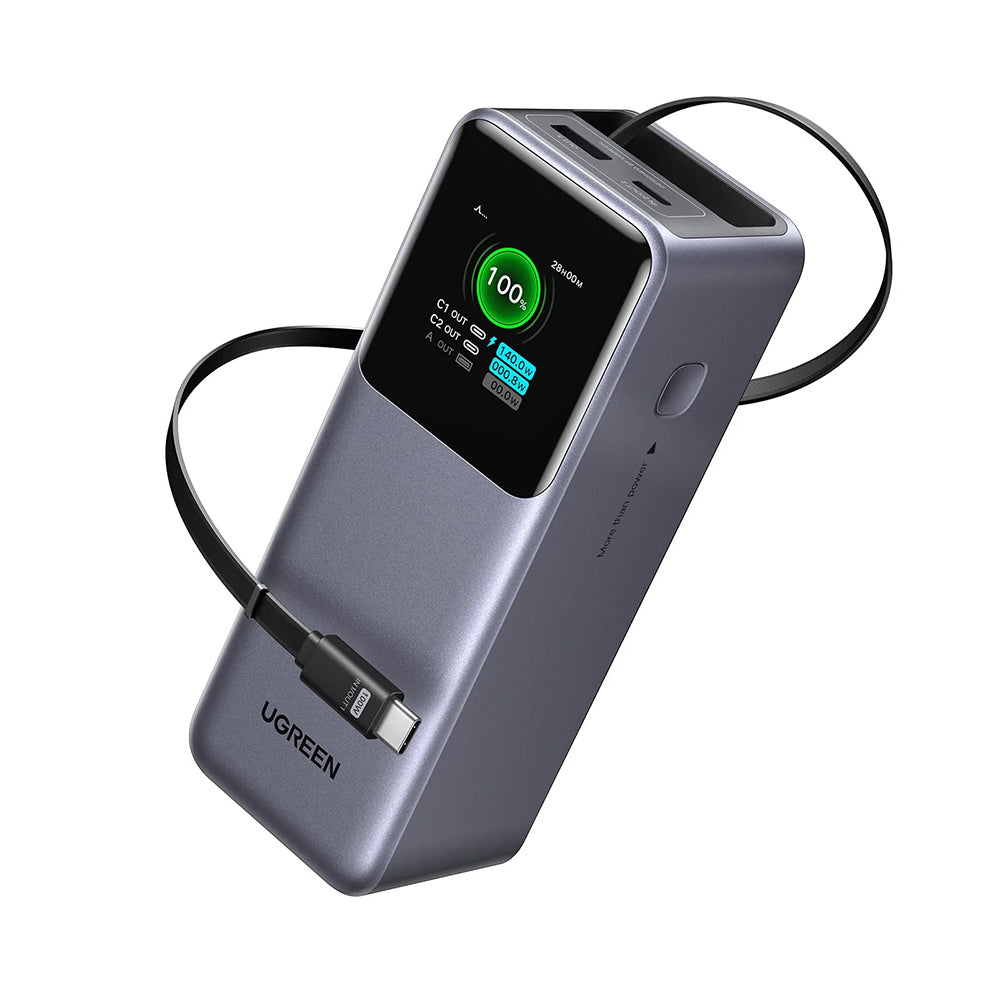 Bateria Externa UGREEN PB726 (55987B), 20000mAh, 165W, QC + PD, 1 x USB-A - 2 x USB-C, Cinzento