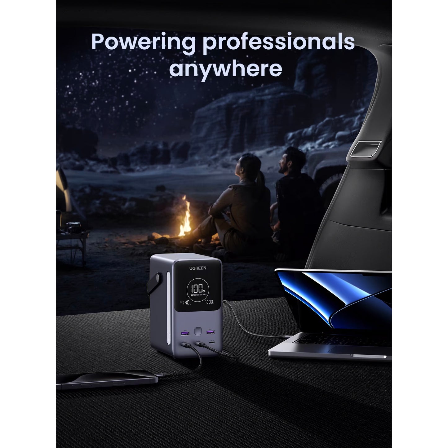 Bateria Externa UGREEN PB770, 48000mAh, 300W, QC + PD, 2 x USB-A - 3 x USB-C, Cinzento