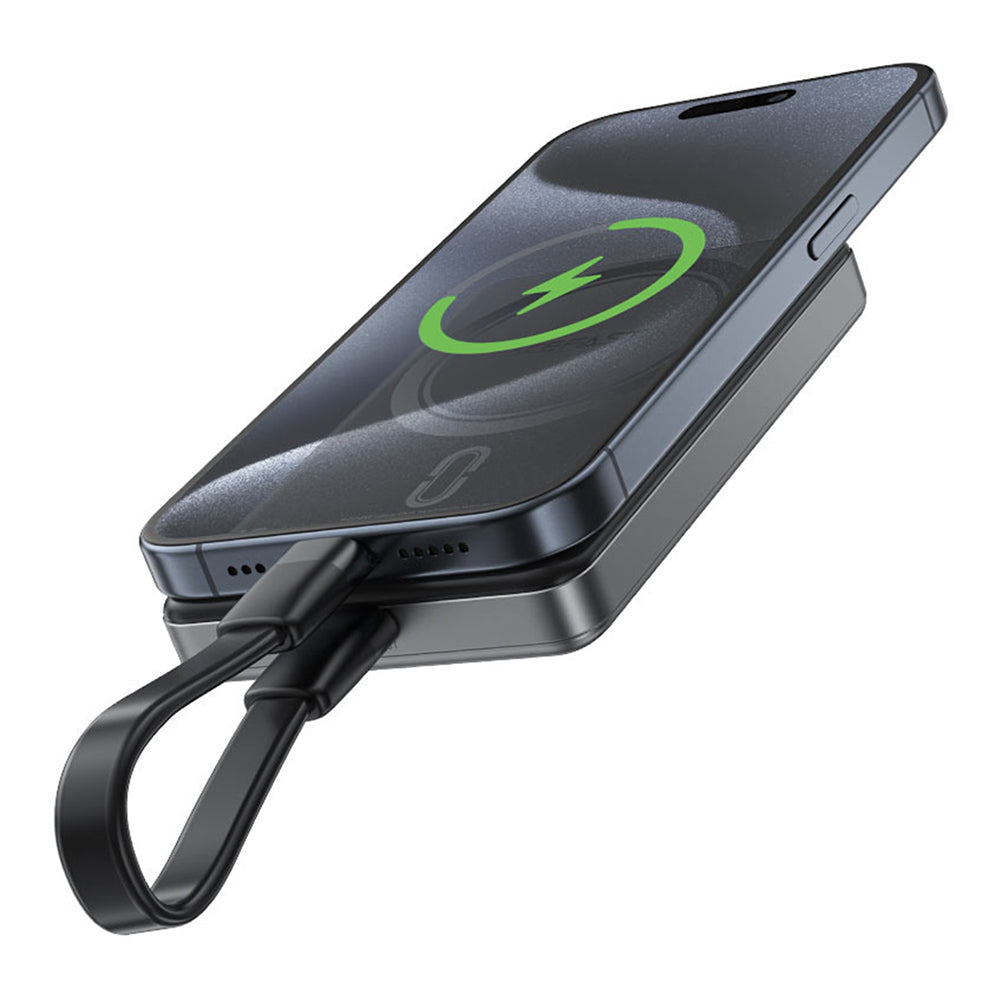 Bateria Externa Wireless Acefast M12, 10000mAh, 20W, PD + FQI, 1 x QI - 1 x USB-C, Preta