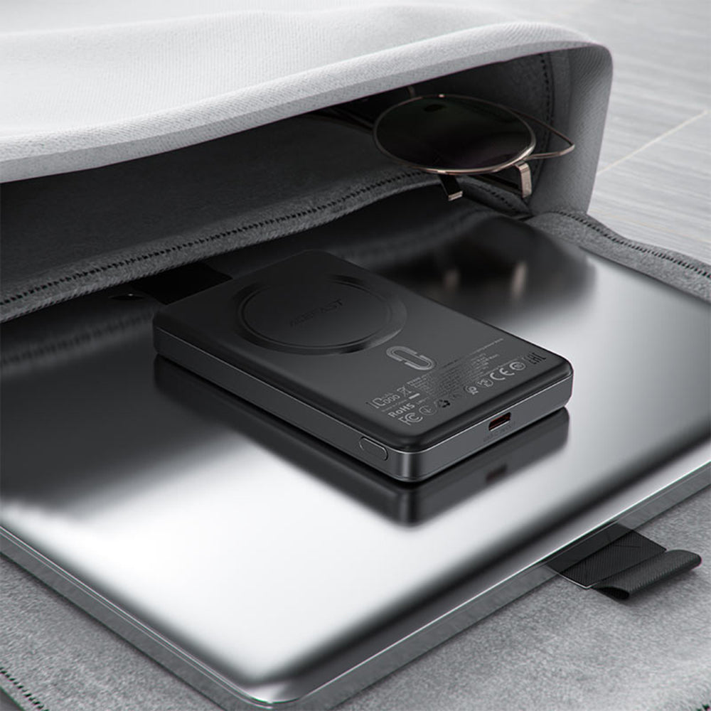 Bateria Externa Wireless Acefast M12, 10000mAh, 20W, PD + FQI, 1 x QI - 1 x USB-C, Preta