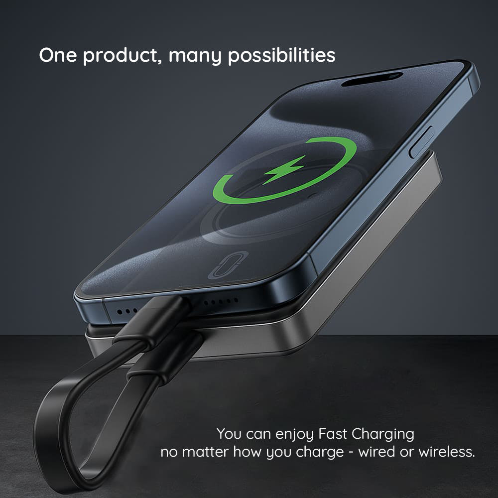 Bateria Externa Wireless Acefast M12, 10000mAh, 20W, PD + FQI, 1 x QI - 1 x USB-C, Preta