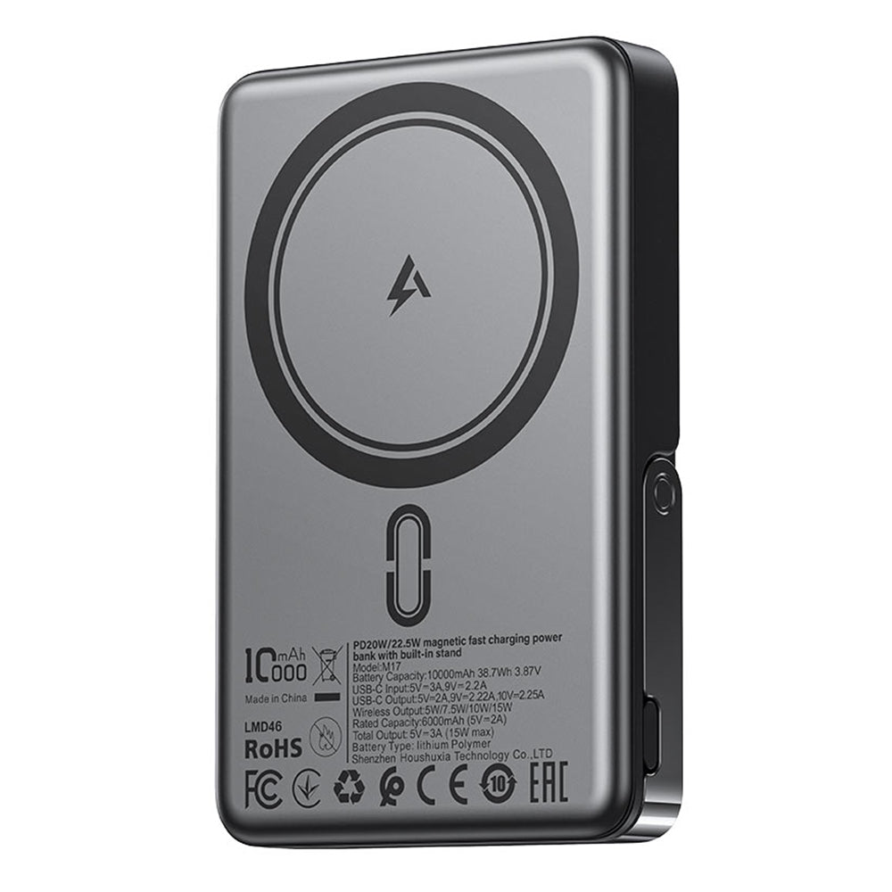 Bateria Externa Wireless Acefast M17, 10000mAh, 22.5W, PD + FQI, 1 x QI - 1 x USB-C, Preta