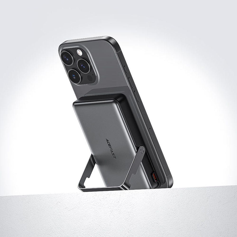 Bateria Externa Wireless Acefast M17, 10000mAh, 22.5W, PD + FQI, 1 x QI - 1 x USB-C, Preta