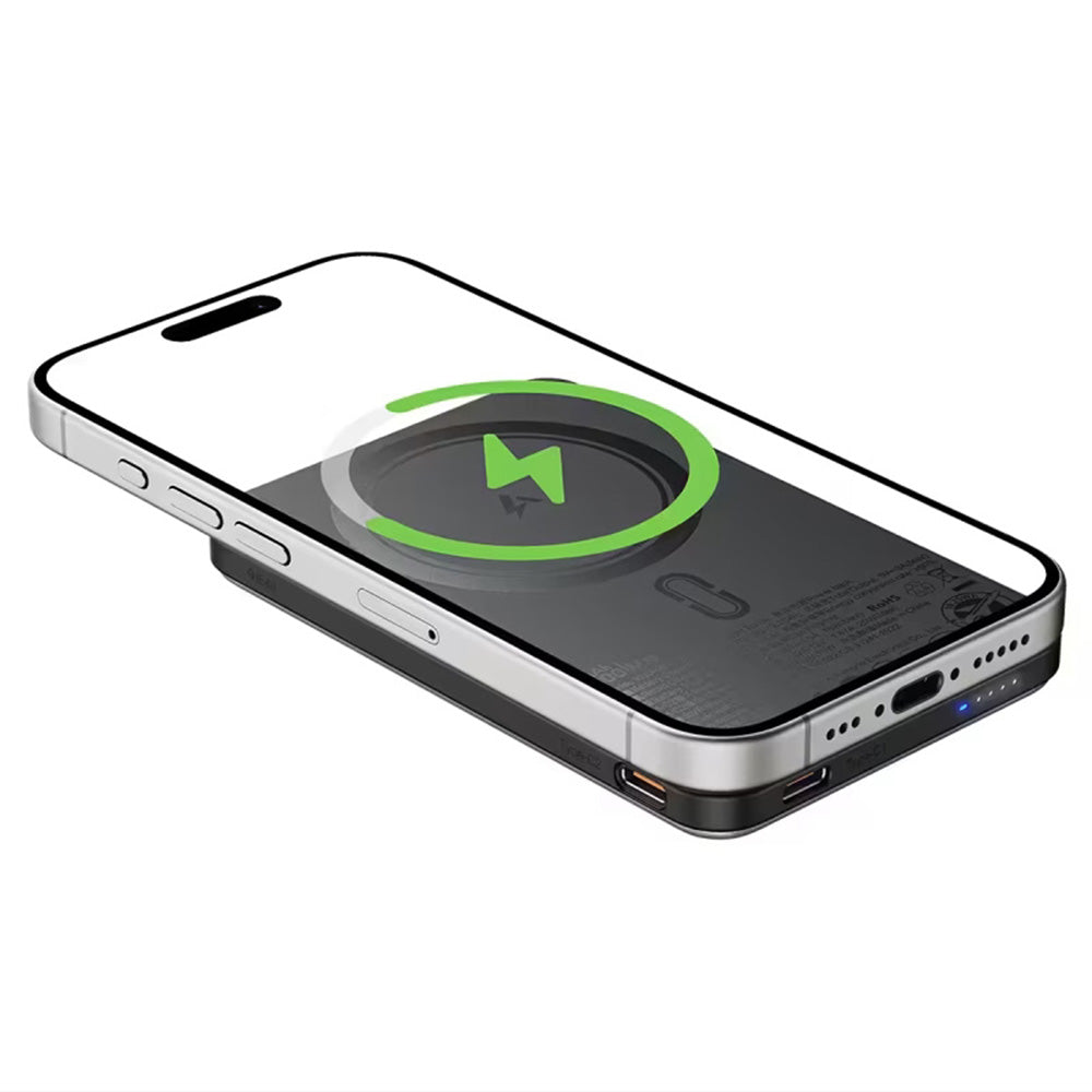 Bateria Externa Wireless Acefast M30, 5000mAh, 20W, PD + FQI, 1 x QI - 2 x USB-C, Preta