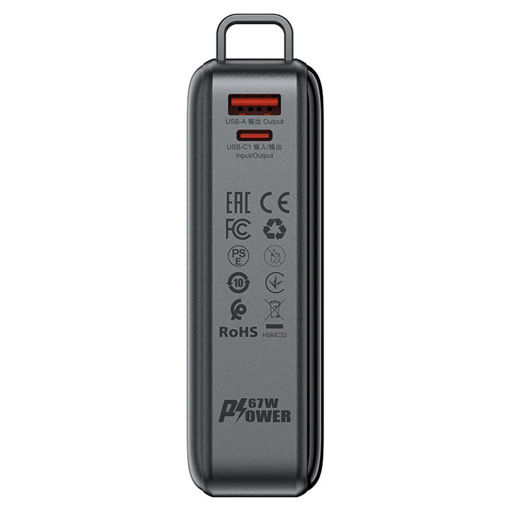 Bateria Externa Acefast M4, 20000mAh, 67W, PD, 1 x USB-A - 2 x USB-C, Preta