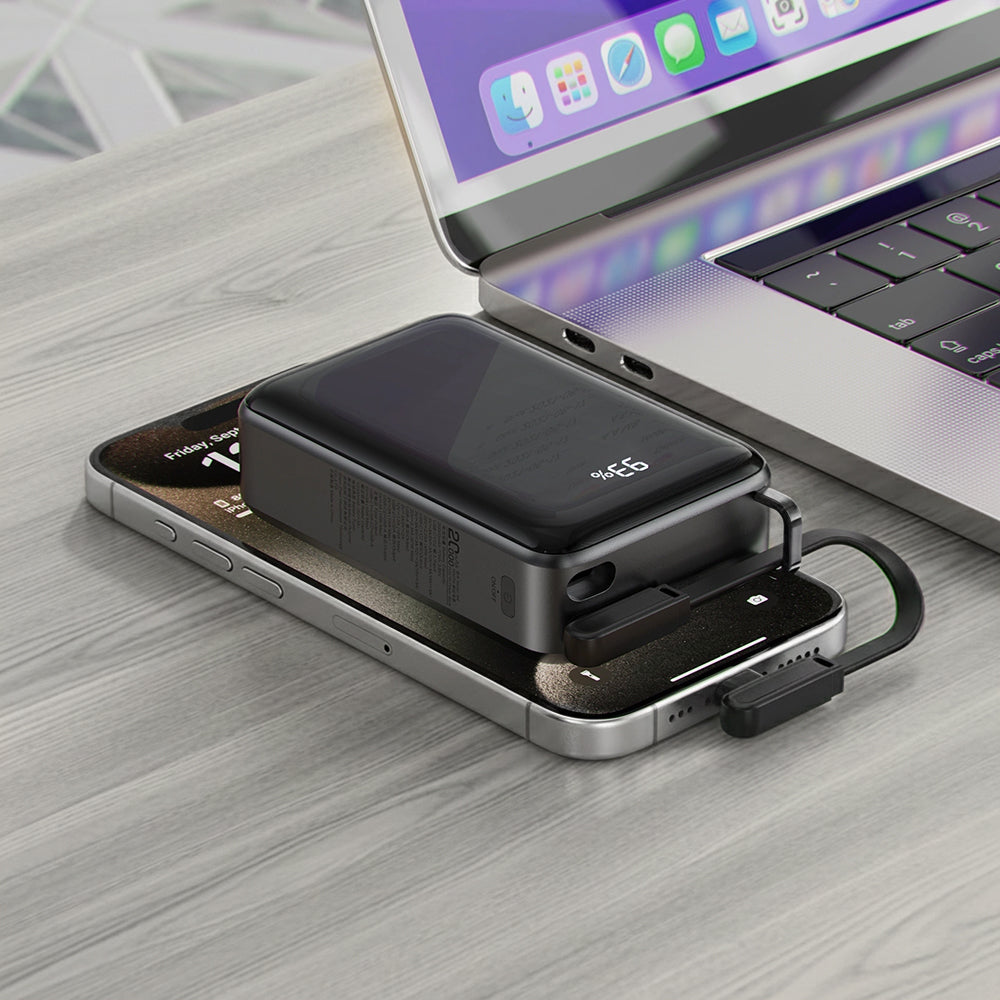Bateria Externa Acefast M4, 20000mAh, 67W, PD, 1 x USB-A - 2 x USB-C, Preta
