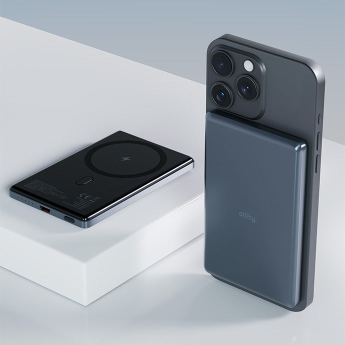 Bateria Externa Wireless Allity. APB-300, 5000mAh, 20W, PD + FQI, 1 x QI - 1 x USB-C, Cinzento