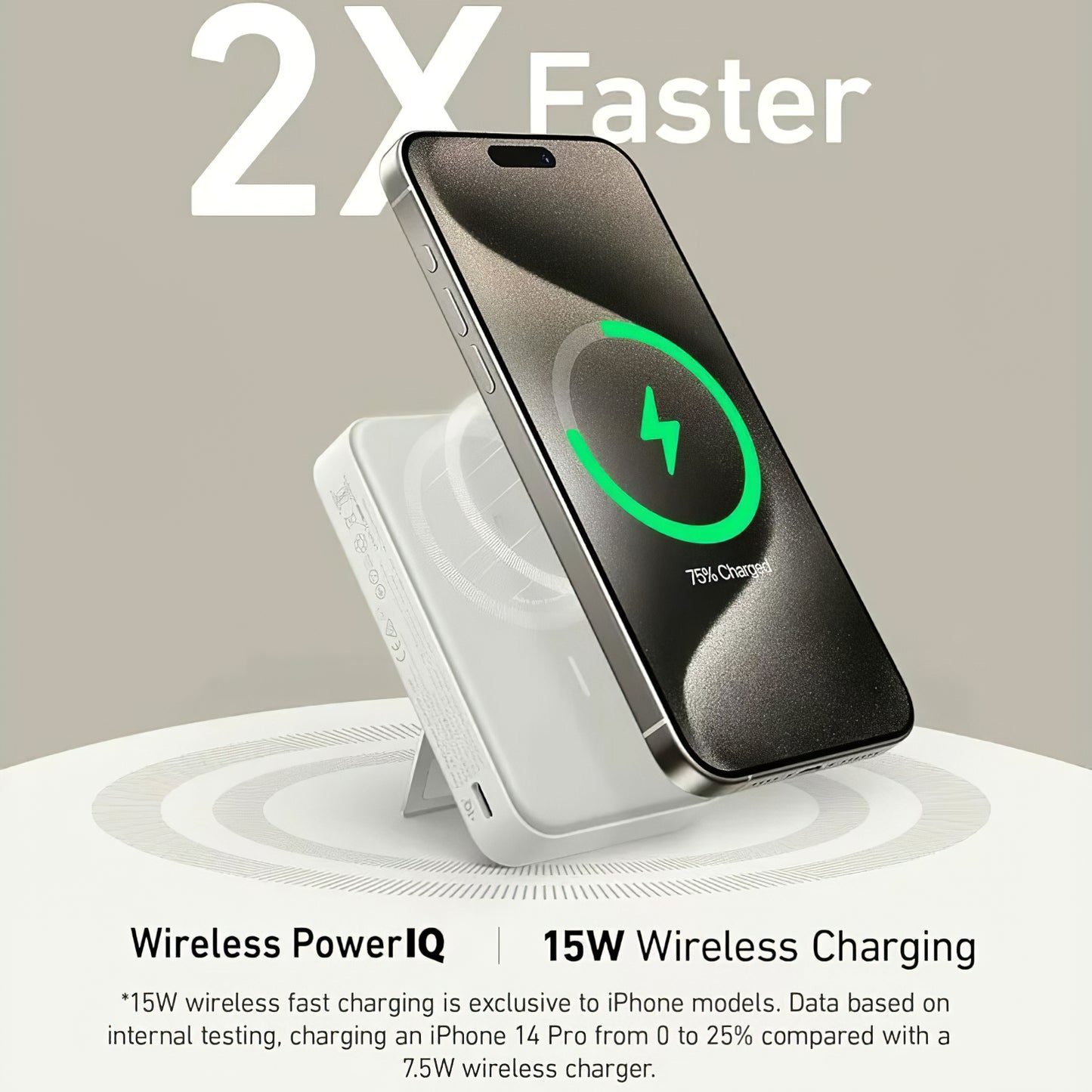 Bateria externa sem fios Anker MagGo, 10000mAh, 27W, PD + FQI, 1 x QI - 1 x USB-C, branco A1654G21