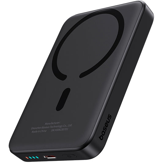 Bateria Externa Wireless Baseus Magnetic Mini, 10000mAh, 20W, PD + FQI, 1 x QI - 1 x USB-C, Preta P10059001113-00