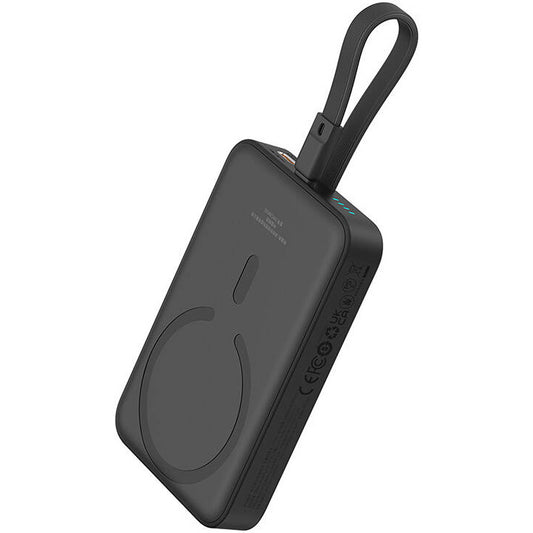 Bateria externa sem fios Baseus Magnetic Mini, 10000mAh, 20W, PD + FQI, 1 x Lightning - 1 x QI - 1 x USB-C, preto P10022109113113-00
