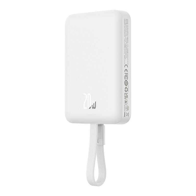 Bateria Externa Wireless Baseus Magnetic Mini, 10000mAh, 20W, PD + FQI, 1 x Lightning - 1 x QI - 1 x USB-C, Branca P10022109223-00
