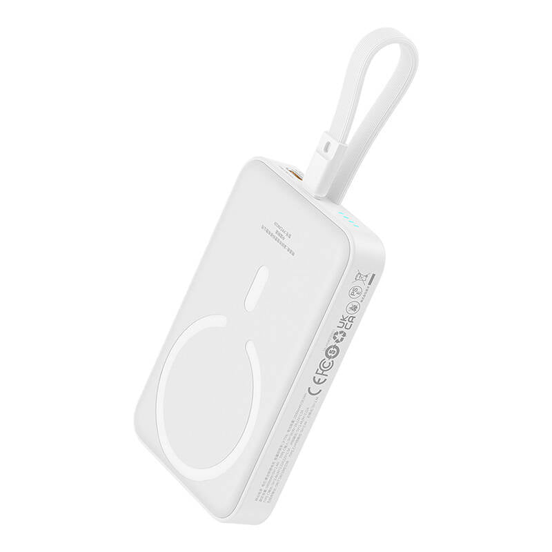Bateria Externa Wireless Baseus Magnetic Mini, 10000mAh, 20W, PD + FQI, 1 x Lightning - 1 x QI - 1 x USB-C, Branca P10022109223-00