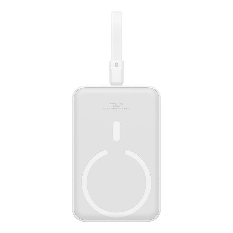 Bateria Externa Wireless Baseus Magnetic Mini, 10000mAh, 20W, PD + FQI, 1 x Lightning - 1 x QI - 1 x USB-C, Branca P10022109223-00