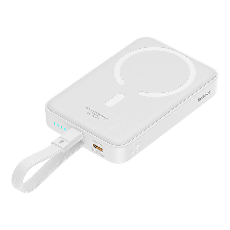 Bateria Externa Wireless Baseus Magnetic Mini, 10000mAh, 20W, PD + FQI, 1 x Lightning - 1 x QI - 1 x USB-C, Branca P10022109223-00