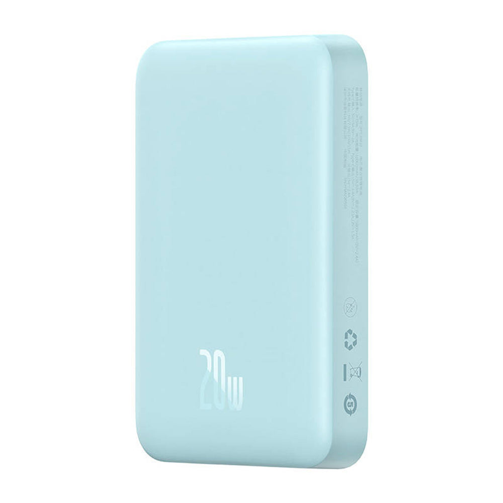 Bateria Externa Wireless Baseus Magnetic Mini, 10000mAh, 20W, PD + FQI, 1 x QI - 1 x USB-C, Azul PPCX110103