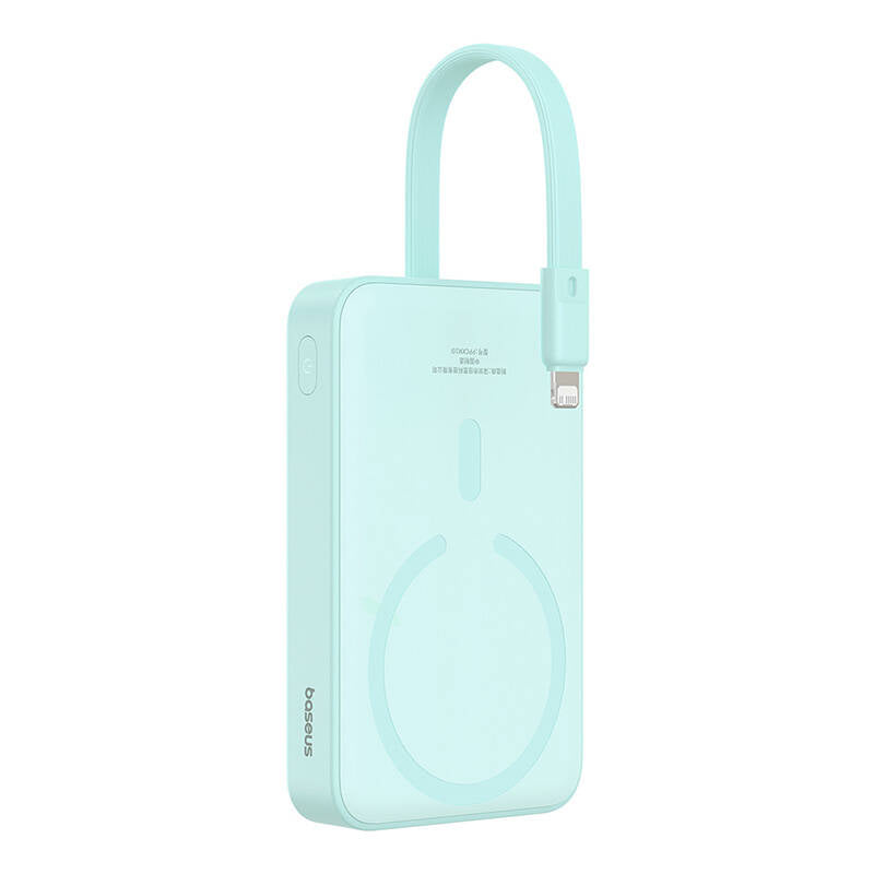 Bateria Externa Wireless Baseus Magnetic Mini, 10000mAh, 20W, PD + FQI, 1 x Lightning - 1 x QI - 1 x USB-C, Verde P10022109333-00