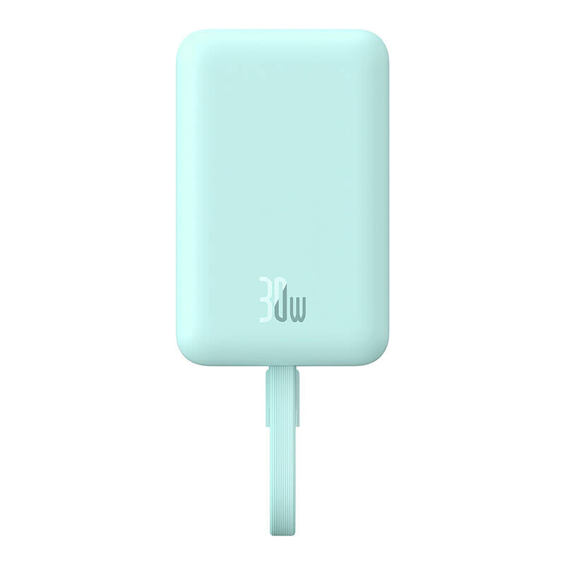 Bateria Externa Wireless Baseus Magnetic Mini, 10000mAh, 30W, PD + FQI, 1 x Lightning - 1 x QI - 1 x USB-C, Azul P1002210B333-00