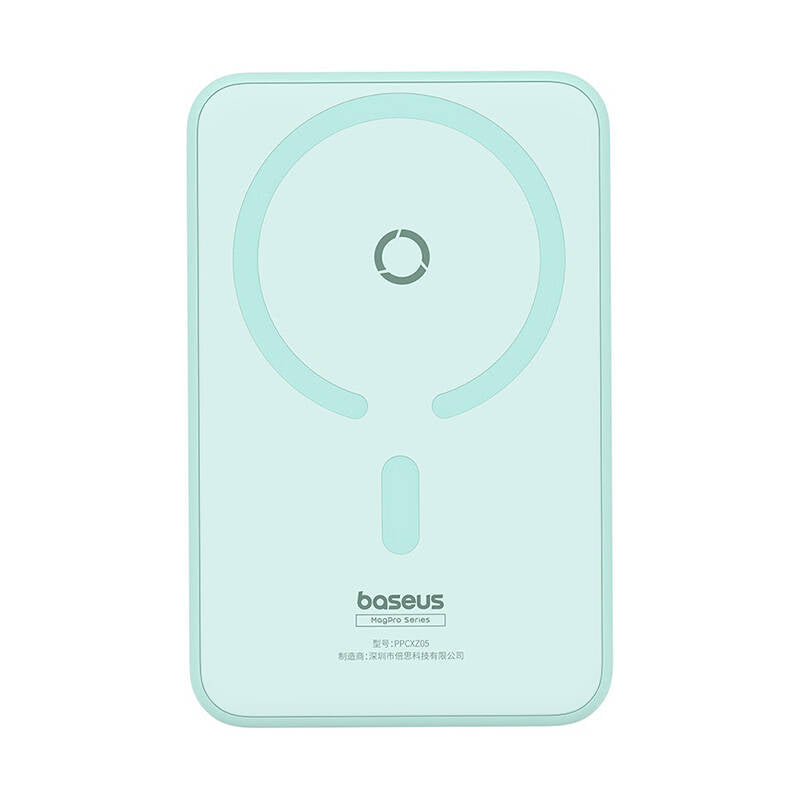 Bateria Externa Wireless Baseus MagPro PPCXZ05, 5000mAh, 20W, PD + FQI, 1 x QI - 1 x USB-C, Verde P10064101333-00