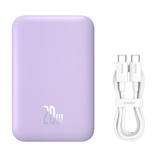 Bateria Externa Wireless Baseus Mini Air, 6000mAh, 20W, PD + FQI, 1 x QI - 1 x USB-C, Roxo P10059002513-00