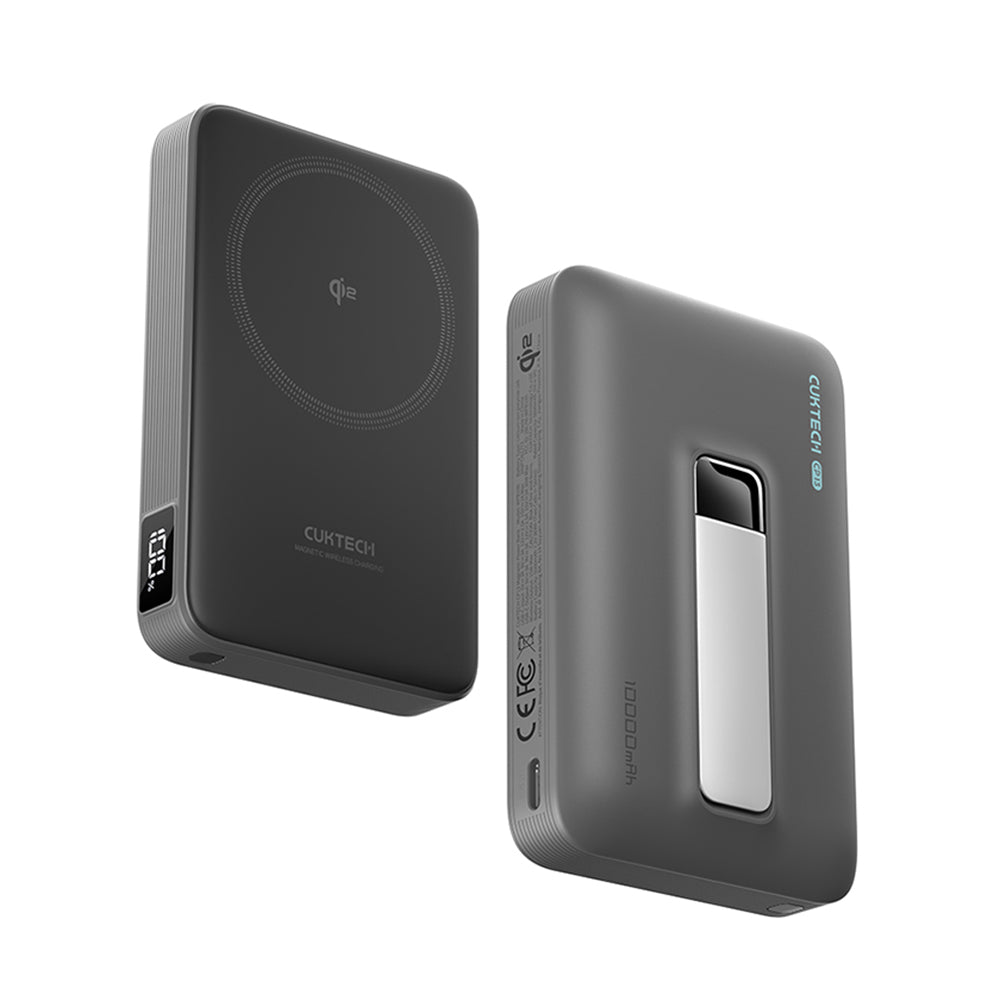 Bateria Externa Wireless Cuktech WPB100, 10000mAh, 30W, PD + FQI, 1 x QI - 1 x USB-C, Cinzento CUWPB100GLBK