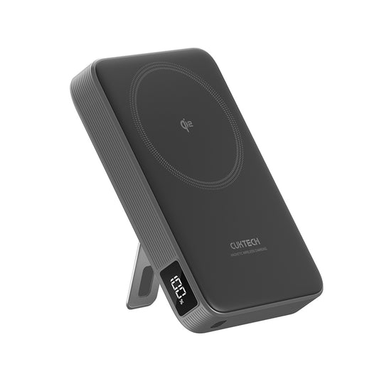 Bateria Externa Wireless Cuktech WPB100, 10000mAh, 30W, PD + FQI, 1 x QI - 1 x USB-C, Cinzento CUWPB100GLBK