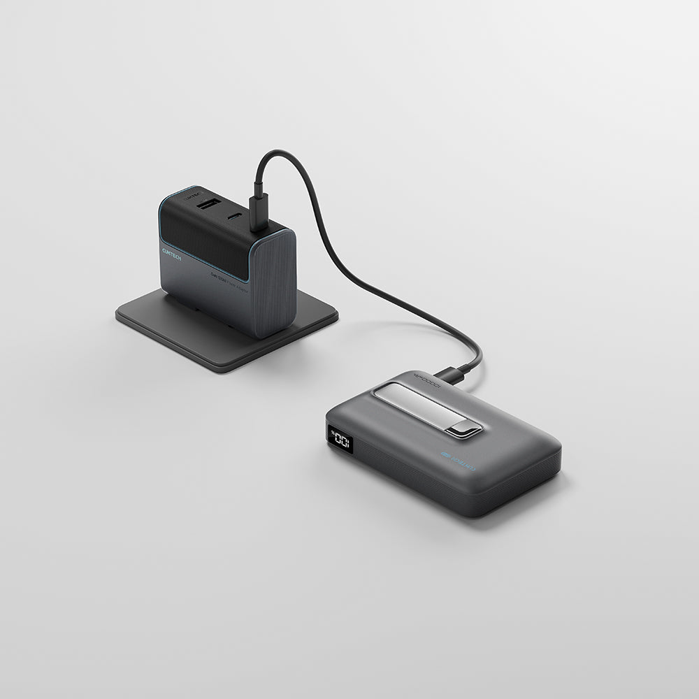 Bateria Externa Wireless Cuktech WPB100, 10000mAh, 30W, PD + FQI, 1 x QI - 1 x USB-C, Cinzento CUWPB100GLBK