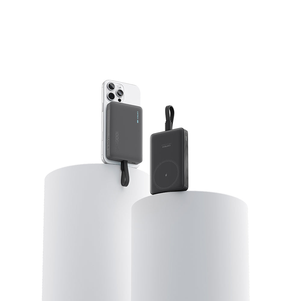 Bateria Externa Wireless Cuktech WPB100L, 10000mAh, 22.5W, PD + FQI, 1 x QI - 2 x USB-C, Preta CKWPB100LGLBK