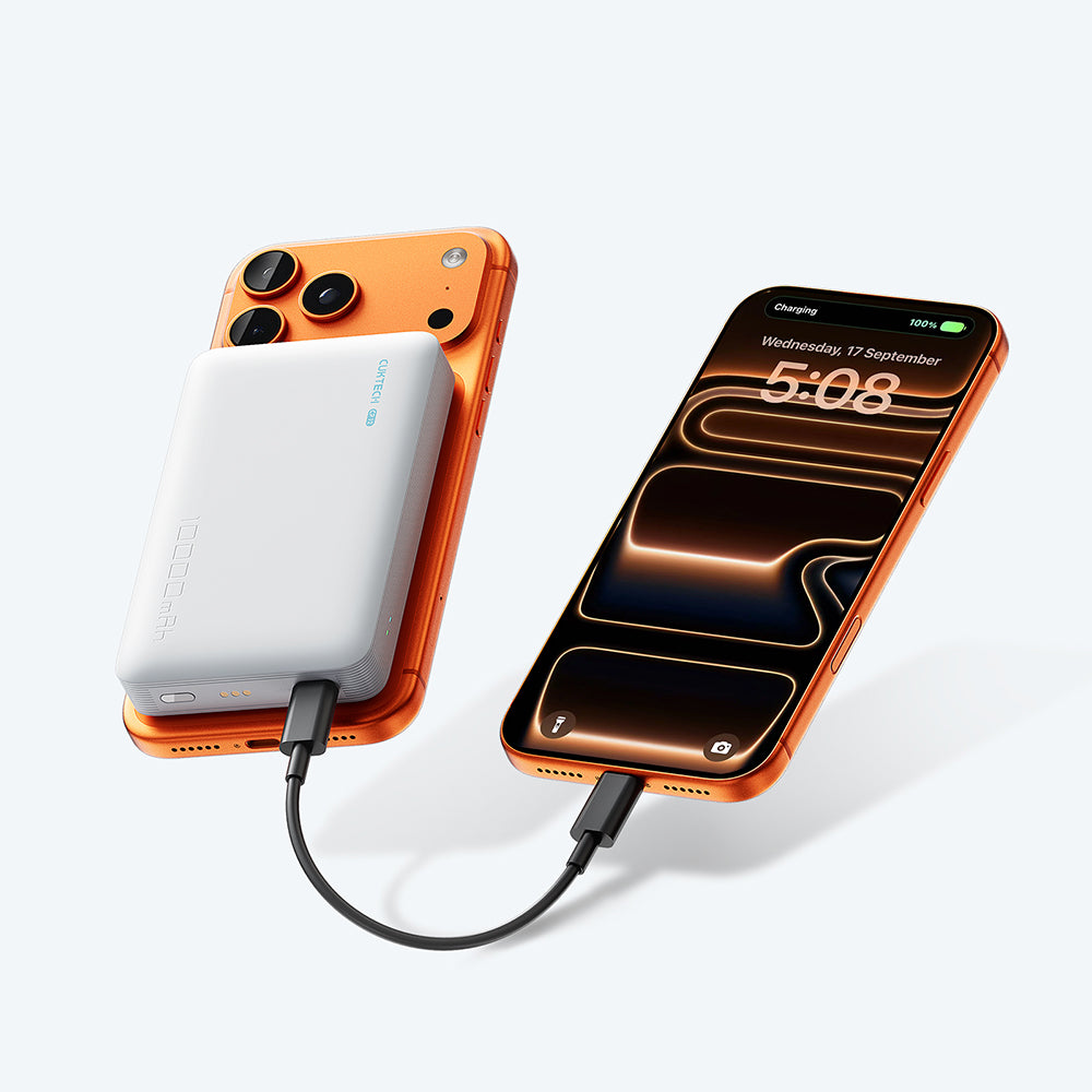 Bateria Externa Wireless Cuktech WPB100N, 10000mAh, 20W, PD + FQI, 1 x QI - 1 x USB-C, Branco CKWPB100NGLGR