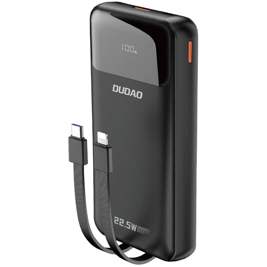 Bateria externa Dudao K15Pro, 20000mAh, 22,5W, QC + PD, 1 x USB-A - 1 x USB-C, preto