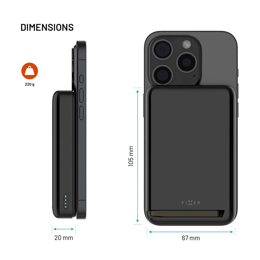 Bateria Externa Wireless Fixed MagZen 10 Pro, 10000mAh, 30W, PD + FQI, 1 x QI - 1 x USB-C, Preta