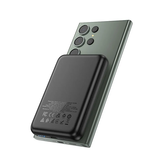 Bateria Externa Wireless HOCO J141, 10000mAh, 20W, PD + FQI, 1 x QI - 1 x USB-C, Preta