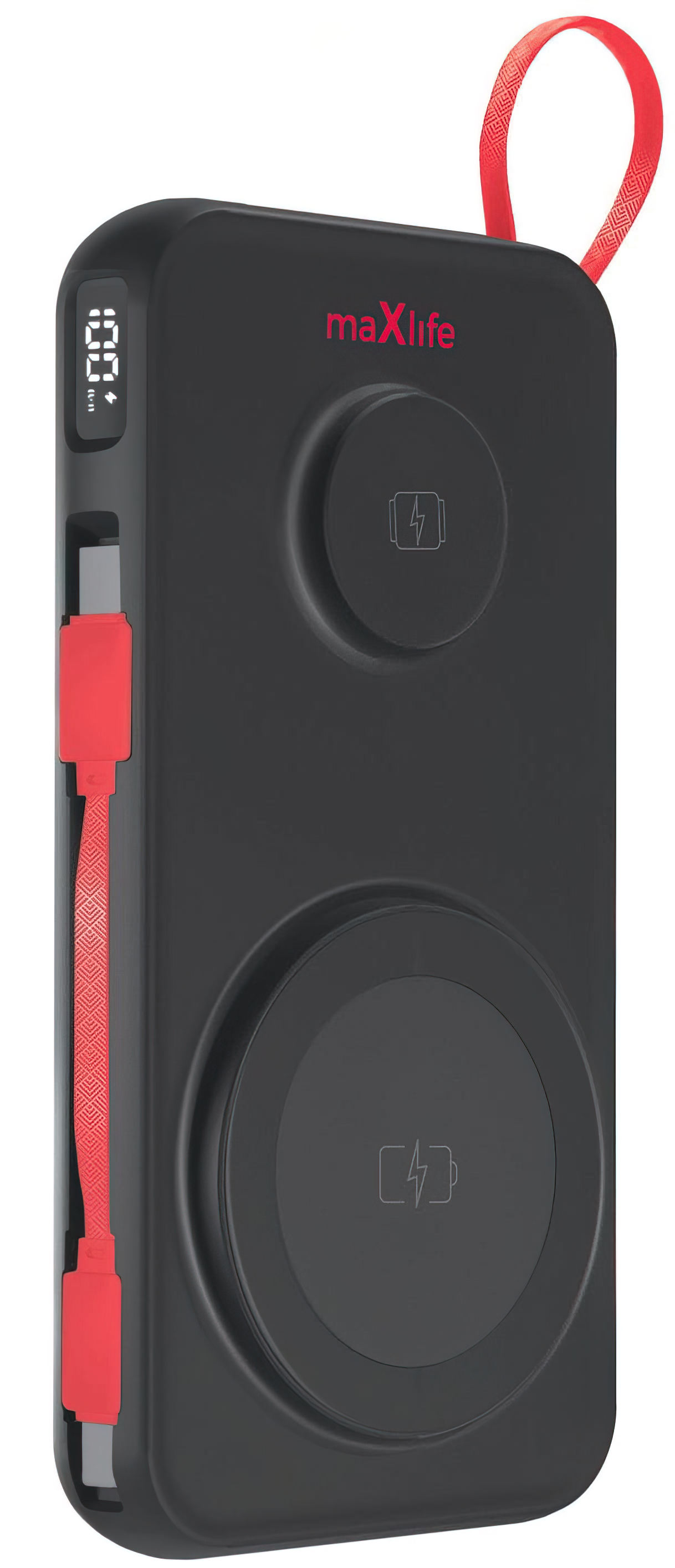 Bateria Externa Wireless MaXlife MXPB-08, 10000mAh, 22.5W, QC + PD + FQI + QI, 1 x USB-A - 1 x USB-C - 2 x QI, Preta