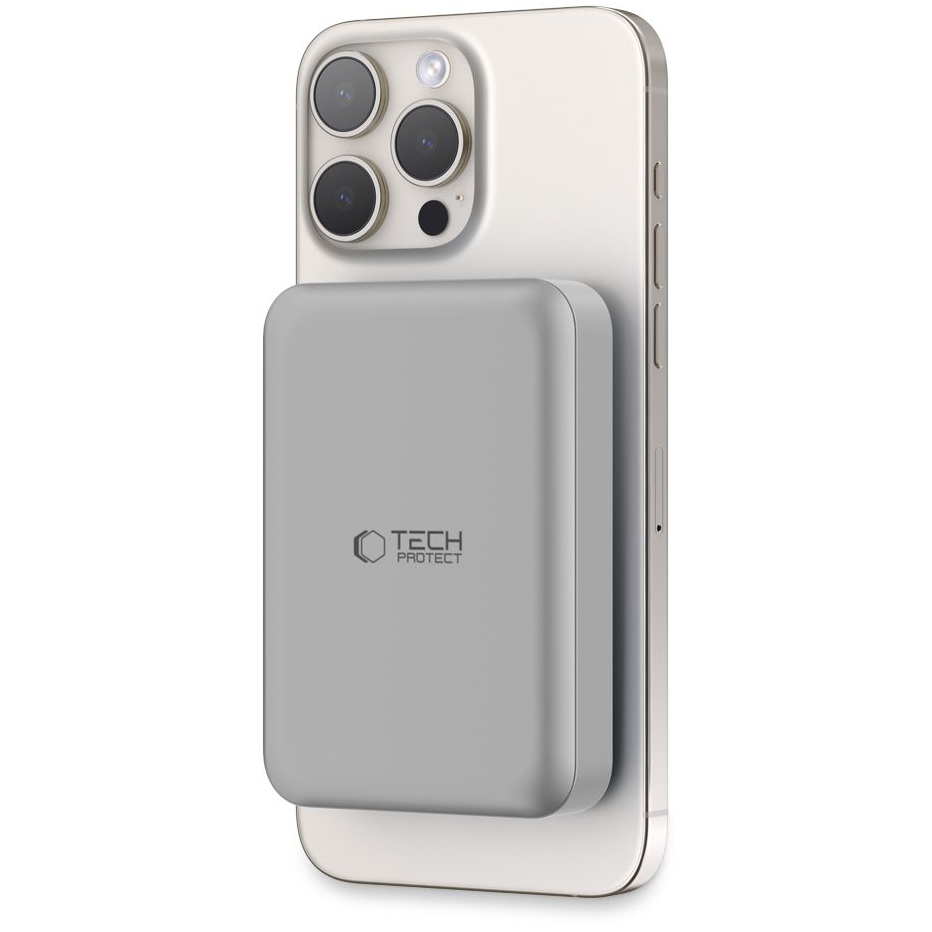 Bateria Externa Wireless Tech-Protect PB11 LifeMag, 10000mAh, 15W, PD + FQI, 1 x QI - 1 x USB-C, Cinzento, Recondicionada