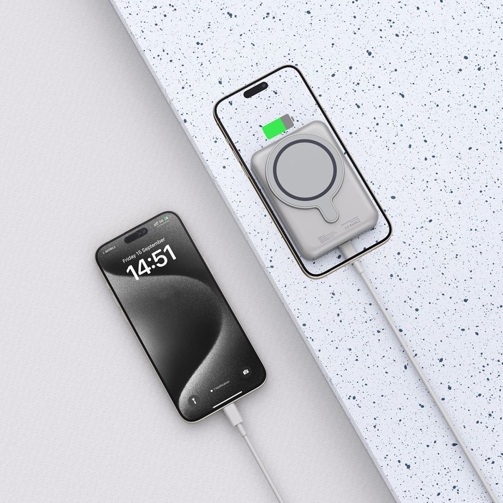 Bateria Externa Wireless Tech-Protect PB11 LifeMag, 10000mAh, 15W, PD + FQI, 1 x QI - 1 x USB-C, Cinzento, Recondicionada