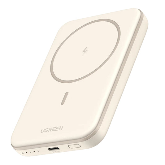 UGREEN PB560 Bateria externa sem fios, 5000mAh, 15W, PD + QI, 1 x QI - 1 x USB-C, Bege