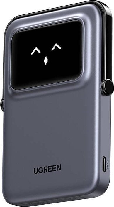 Bateria Externa Wireless UGREEN PB571 Uno, 5000mAh, 20W, PD + FQI, 1 x QI - 1 x USB-C, Cinzento