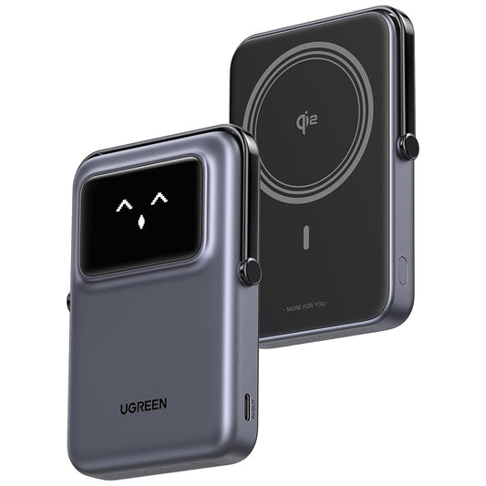 Bateria Externa Wireless UGREEN PB764 Uno, 10000mAh, 20W, PD + FQI, 1 x QI - 1 x USB-C, Cinzento