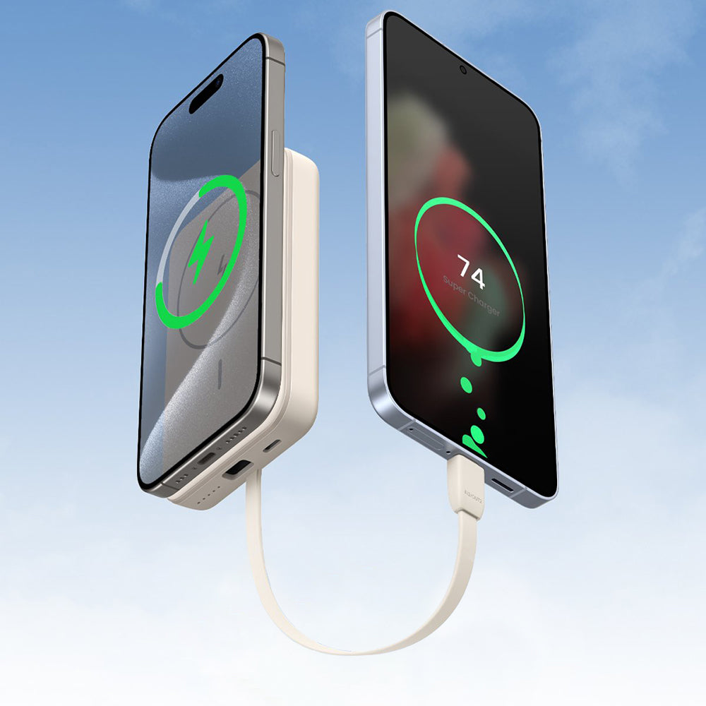 Bateria Externa Wireless UGREEN PB760, 10000mAh, 20W, PD + FQI, 1 x QI - 1 x USB-C, Bege