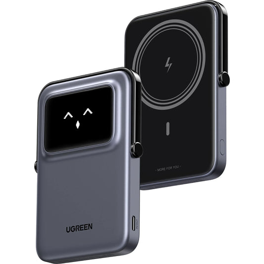 Bateria Externa Wireless UGREEN PB571 Uno, 5000mAh, 20W, PD + FQI, 1 x QI - 1 x USB-C, Cinzento